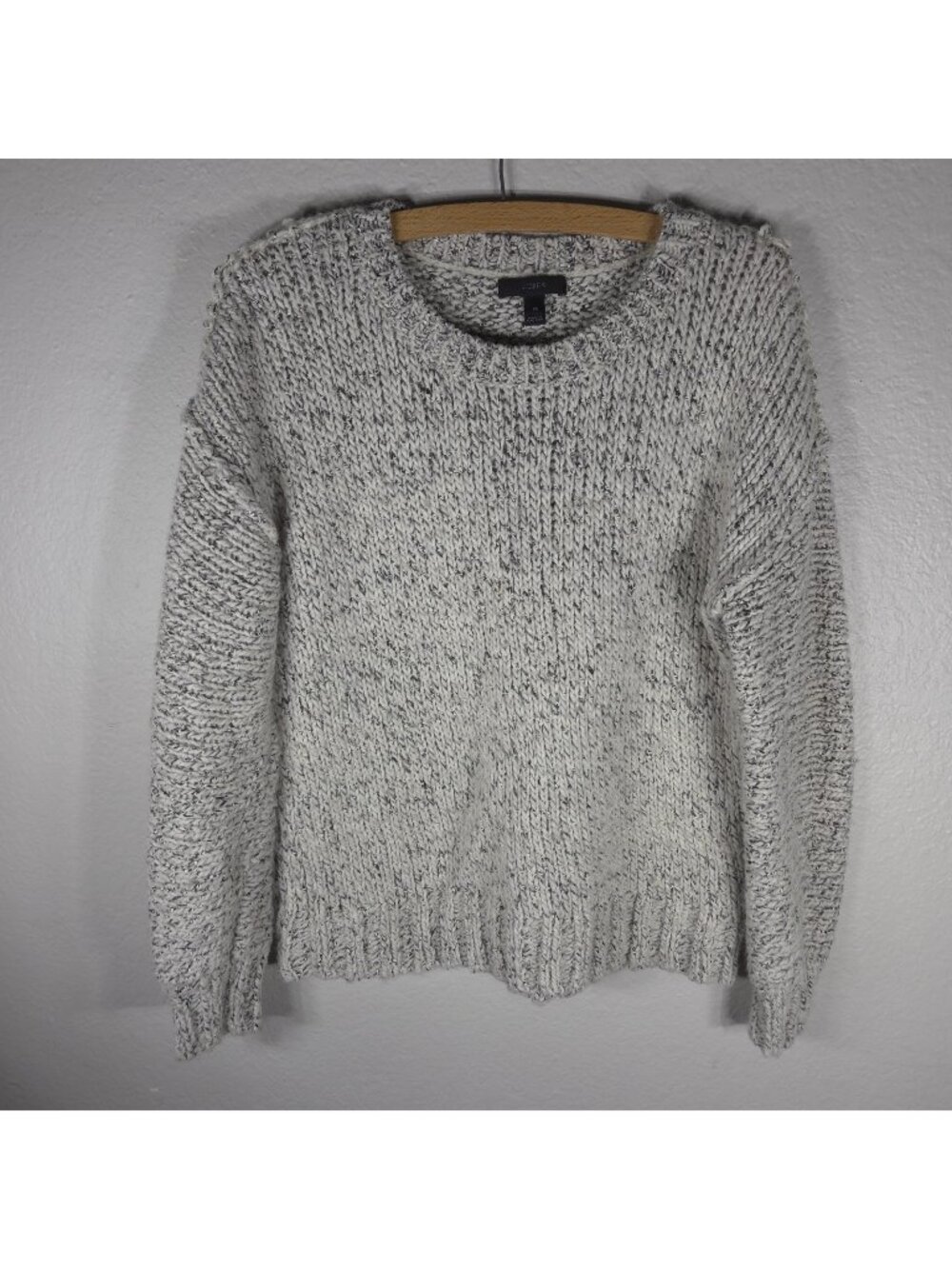 J Crew Marled Gray Wool Alpaca Blend Knit Sweater Crewneck Pullover M Women’s